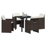 Garden Dining Set with Cushion Folding 5 pcs Brown Poly rattan 3379952