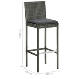 5 Piece Garden Bar Set with Cushions Poly Rattan Grey 3095424