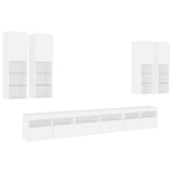 7 Piece TV Wall Cabinet Set with LED Lights White 3216778