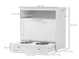 Pet Feeder Station, Dog, Cat Storage Container, with Raised Bowls, Hanger, Cabinet - White T3398P349786