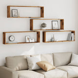 Wall Cube Shelves 4 pcs Old Wood 100x15x30 cm Engineered Wood 856583