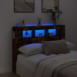 LED Headboard Smoked Oak 140x18,5x103,5 cm Engineered Wood 837348