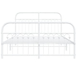 Metal Bed Frame without Mattress with Footboard White 137x190cm 376666