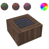 Coffee Table with LED Brown Oak 60x60x40 cm Engineered Wood 847573