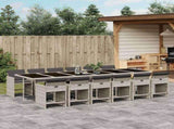 13 Piece Garden Dining Set with Cushions Light Grey Poly Rattan 3211127
