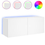 TV Wall Cabinet with LED Lights White 100x35x41 cm 837323