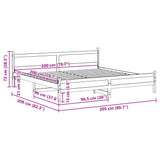 Bed Frame without Mattress 200x200 cm Solid Wood Pine 3309722