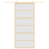 Sliding Door Gold 90x205 cm Frosted ESG Glass and Aluminium 155164