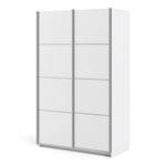 Verona Sliding Wardrobe 120cm in White with White Doors with 5 Shelves 7037528104