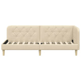 Corner Bed Frame with Headboard Cream 80 x 200 cm Fabric 42016559