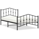 Metal Bed Frame without Mattress with Footboard Black 107x203cm 373803