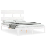 Bed Frame without Mattress White Small Double Solid Wood Pine 3193502