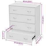 242545 Sideboard with 4 Drawers 60x30,5x71 cm White