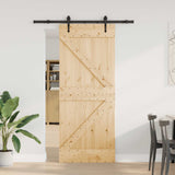 Sliding Door NARVIK Natural and Black 85 x 210 cm 3445240