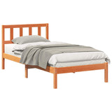 Bed Frame with Headboard Wax Brown 90 x 200 cm Solid Pine Wood 872250