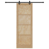 Sliding Door Natural and Black 83 x 232 cm Solid Pine Wood 3445517