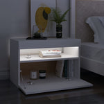 Bedside Cabinet & LED Lights 2 pcs White 60x35x40 cm Engineered Wood 3082775