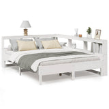 ZNTS Bookcase Bed without Mattress White 150x200 cm King Size Solid Wood Pine 3324419