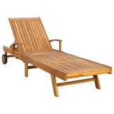 Sun Lounger with Cushion 100% Polyester Solid-Teak 42032672