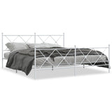Metal Bed Frame without Mattress with Footboard White 180x200cm 376573