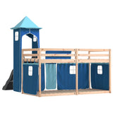 Bunk Bed without Mattress with Slide and Curtains Blue 90x190 cm Single 3284207