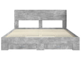 Bed Frame with Storage and Headboard Concrete Grey 135 x 190 cm 3414478