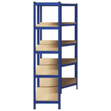 2 Piece 5-Layer Shelves Set Blue Steel&Engineered Wood 3307613
