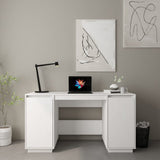 ZNTS Desk White 140x50x75 cm Solid Wood Pine 814325