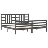 Bed Frame without Mattress Grey 200x200 cm Solid Wood 3193943