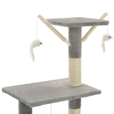 170578 Cat Tree with Sisal Scratching Posts 138 cm Grey