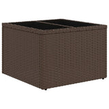 Garden Table with Glass Top Brown 55x55x37 cm Poly Rattan 366207