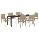 Garden Dining Set with Cushion 7 pcs Beige Poly Rattan 3379721