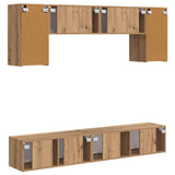 TV Cabinet Set Wall-mounted 5 pcs Black Engineered Wood 3409052