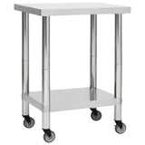 Kitchen Work Table with Wheels 80x45x85 cm Stainless Steel 51635