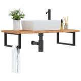Basin Shelf Wall Mounted Steel and Solid Wood Oak 3302397