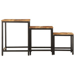 ZNTS Nesting Side Tables 3 pcs Solid Rough Wood Mango 376042