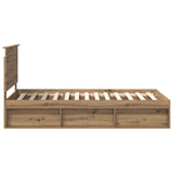 Bed Frame Artisian Oak 100 x 200 cm Solid Pine Wood 3411054
