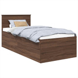 Bed Frame with Headboard Brown Oak 90 x 200 cm Engineered Wood 3408626