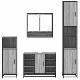 ZNTS 4 Piece Bathroom Furniture Set Grey Sonoma Engineered Wood 3301243