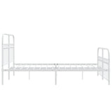 Metal Bed Frame without Mattress with Footboard White 137x190cm 376666