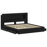 Bed Frame with Storage Black 200 x 200 cm Engineered Wood 3433690