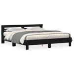 Bed Frame with Headboard Black oak 180 x 200 cm Engineered wood 3333938