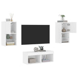 4 Piece TV Wall Cabinets with LED Lights White 3216569