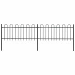 Garden Fence with Hoop Top Steel 359x80 cm Black 277648