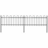 Garden Fence with Hoop Top Steel 359x80 cm Black 277648