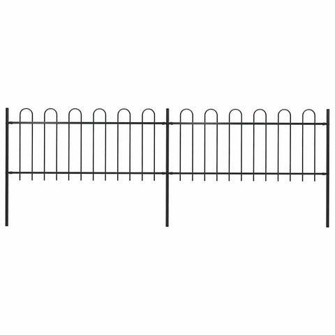 Garden Fence with Hoop Top Steel 359x80 cm Black 277648