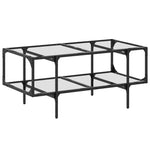 ZNTS Coffee Table with Transparent Glass Top 98.5x50x45 cm Steel 846042