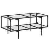 ZNTS Coffee Table with Transparent Glass Top 98.5x50x45 cm Steel 846042