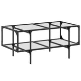 Coffee Table with Transparent Glass Top 98.5x50x45 cm Steel 846042