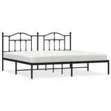 Metal Bed Frame without Mattress with Headboard Black 200x200cm 353446